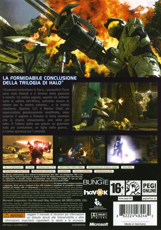 Back Cover for Halo 3 (Xbox 360)