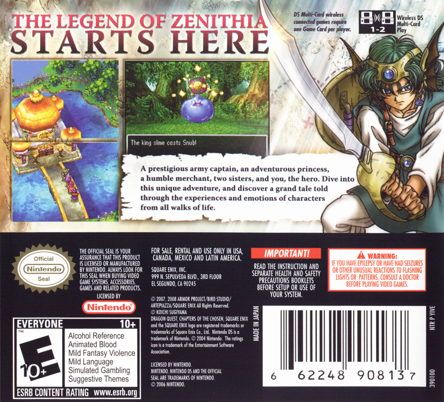 Back Cover for Dragon Quest IV: Chapters of the Chosen (Nintendo DS)