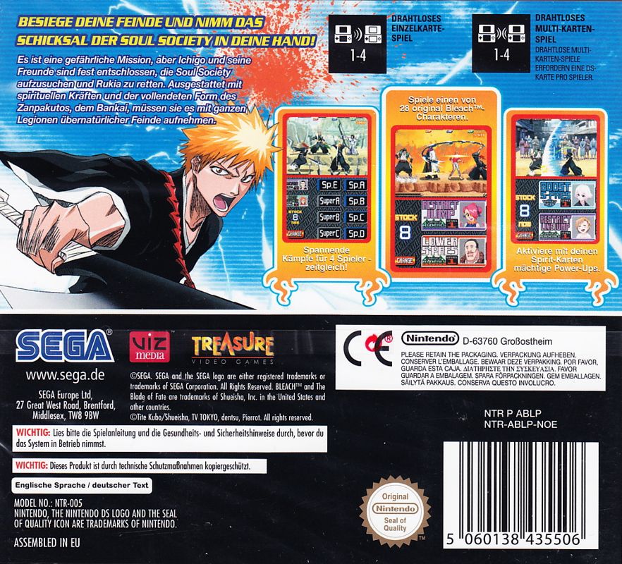 Back Cover for Bleach: The Blade of Fate (Nintendo DS)