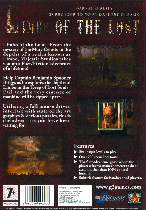 Back Cover for Limbo of the Lost (Windows)