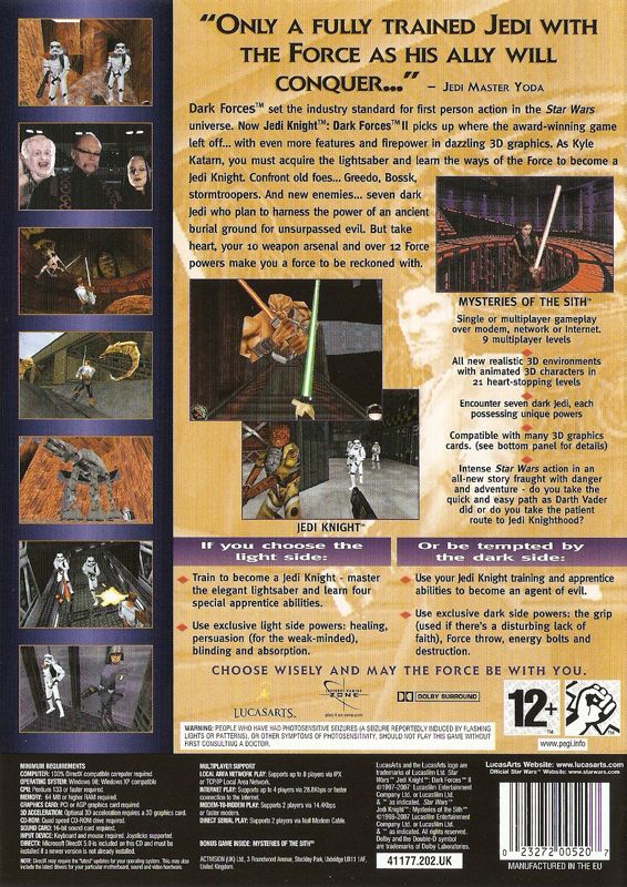 Back Cover for Star Wars: Jedi Knight - Bundle (Windows) (LucasArts Classic release)