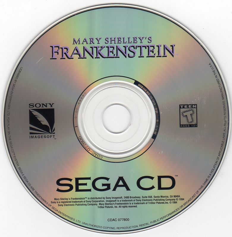Media for Mary Shelley's Frankenstein / Bram Stoker's Dracula (SEGA CD): Mary Shelley's Frankenstein game disc