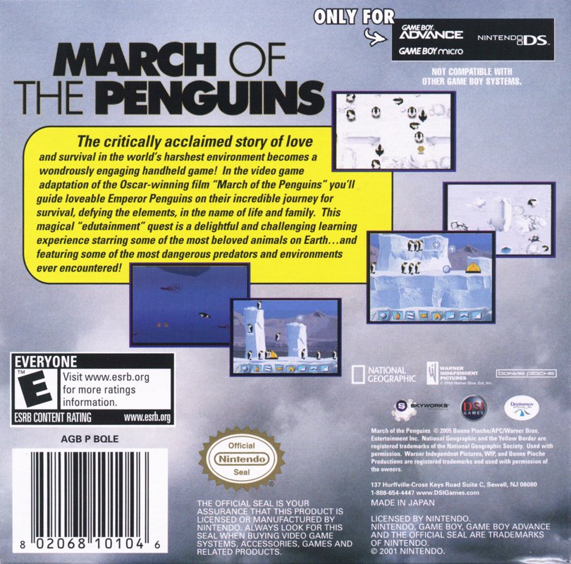 Back Cover for March of the Penguins (Game Boy Advance)