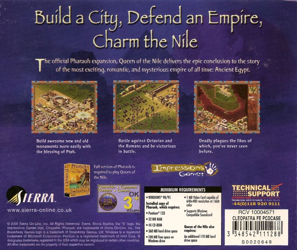 Other for Cleopatra: Queen of the Nile (Windows): Jewel Case - Back