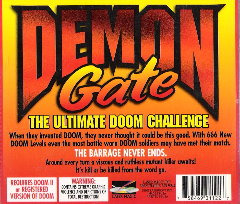 Back Cover for Demon Gate: 666 New Levels for Doom & Doom II (DOS and Macintosh)