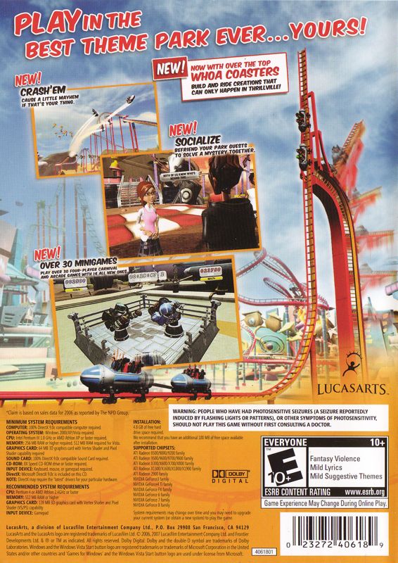 Back Cover for Thrillville: Off the Rails (Windows)