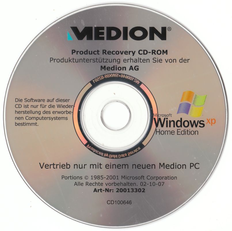 Media for Microsoft Windows XP (included games) (Windows) (Medion OEM Home Edition release)