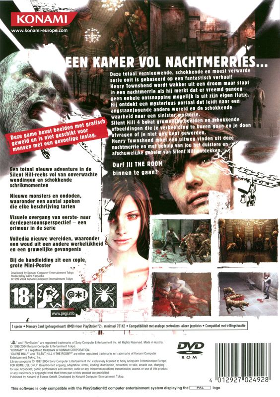 Back Cover for Silent Hill 4: The Room (PlayStation 2)