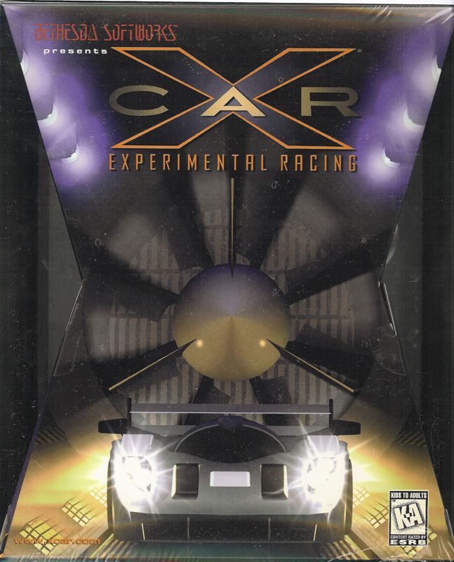 Front Cover for XCar: Experimental Racing (DOS) (This was a unique box with an "X" shaped box inside a clear plastic square box.)