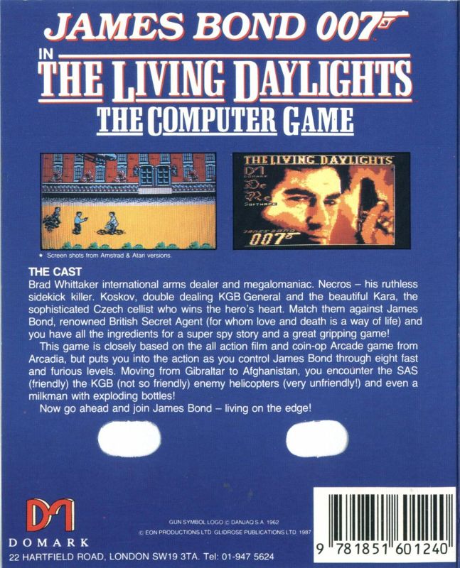 Back Cover for James Bond 007 in The Living Daylights: The Computer Game (MSX)