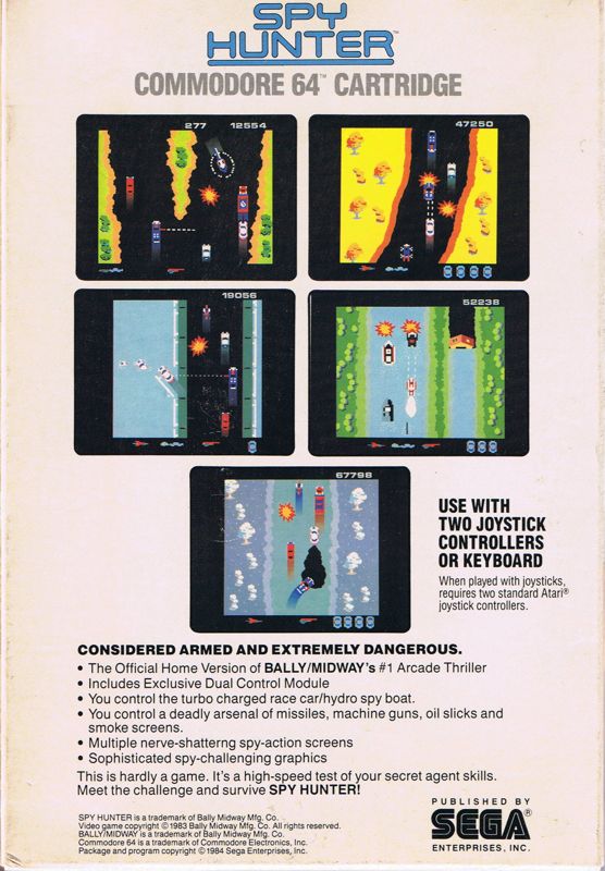 Back Cover for Spy Hunter (Commodore 64)