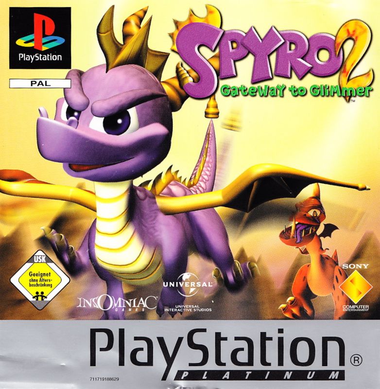 Front Cover for Spyro 2: Ripto's Rage! (PlayStation) (Platinum release)