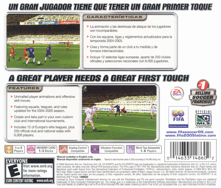 Back Cover for FIFA Soccer 2005 (PlayStation)