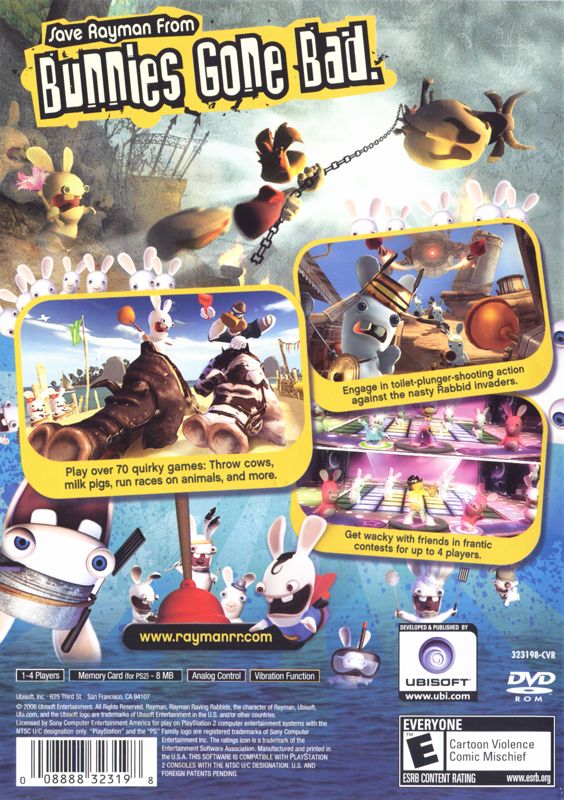 Back Cover for Rayman: Raving Rabbids (PlayStation 2)