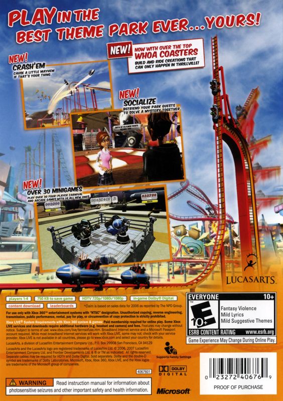 Back Cover for Thrillville: Off the Rails (Xbox 360)