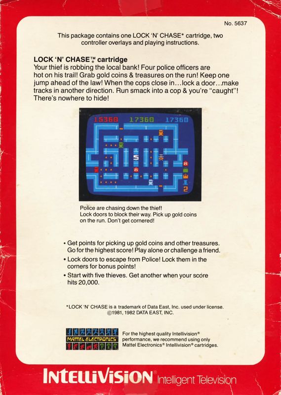 Back Cover for Lock 'n' Chase (Intellivision)