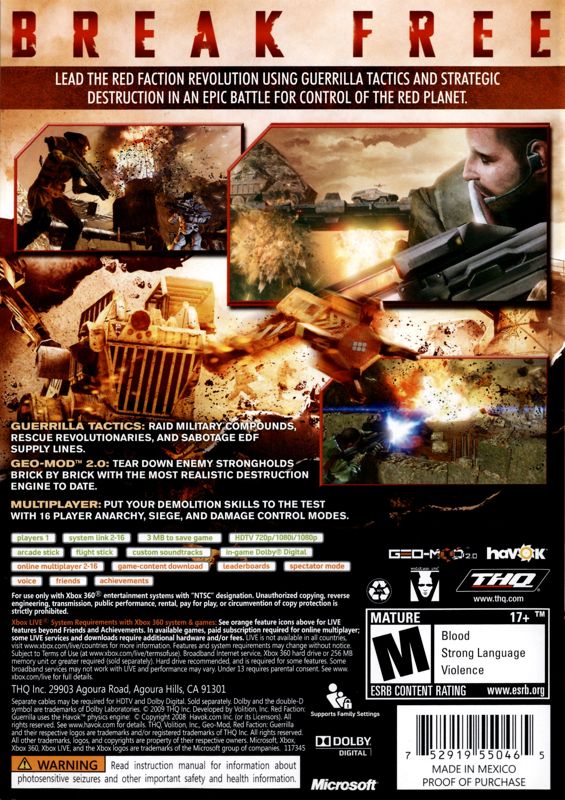 Red Faction Guerrilla Cover Or Packaging Material Mobygames