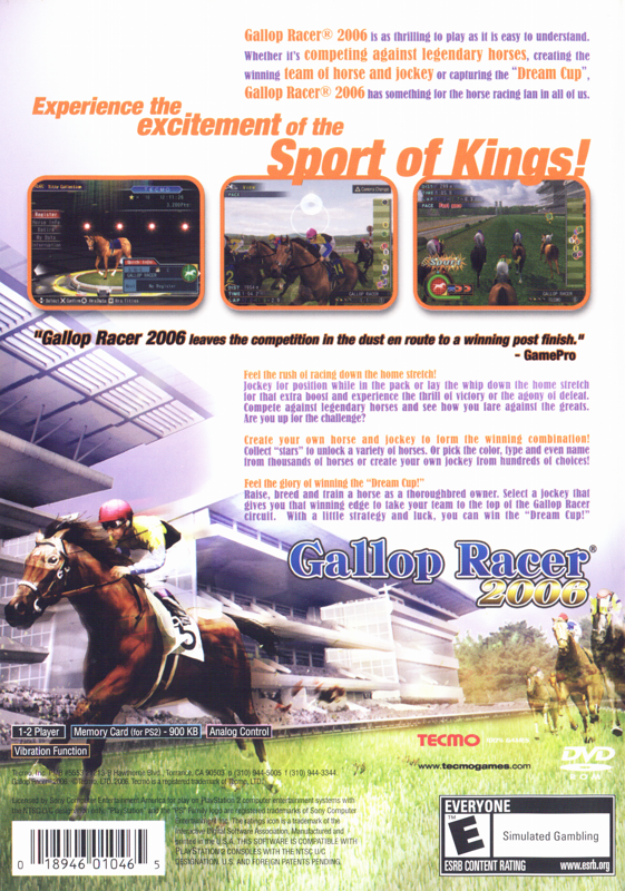 Back Cover for Gallop Racer 2006 (PlayStation 2)