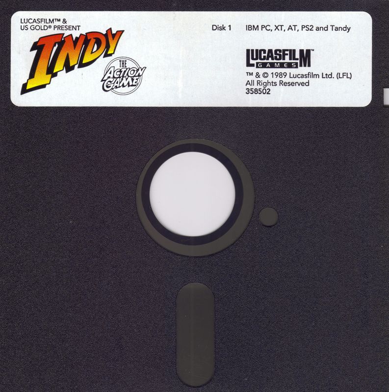 Media for Indiana Jones and the Last Crusade: The Action Game (DOS): 5.25" Disk 1/2