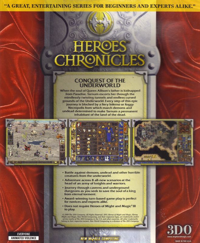 Back Cover for Heroes Chronicles: Conquest of the Underworld (Windows)