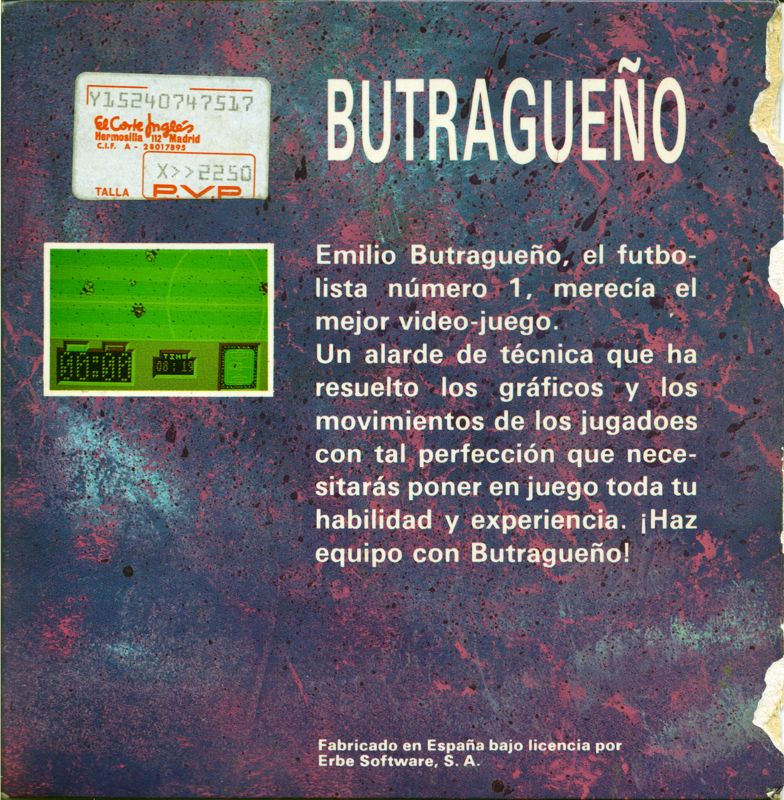Back Cover for Emilio Butragueño ¡Fútbol! (DOS)