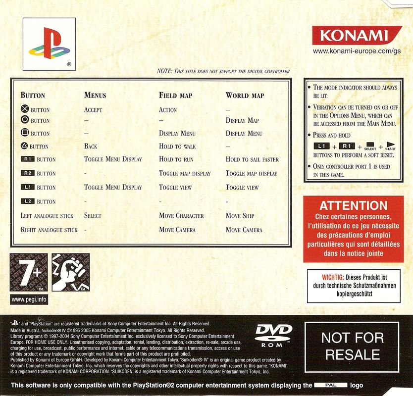 Back Cover for Suikoden IV (PlayStation 2) (Promo Release)