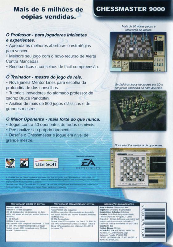 Back Cover for Chessmaster 9000 (Windows) (Ubisoft eXclusive release)