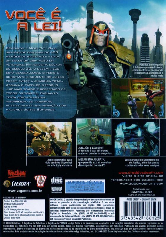 Back Cover for Judge Dredd: Dredd vs Death (Windows)