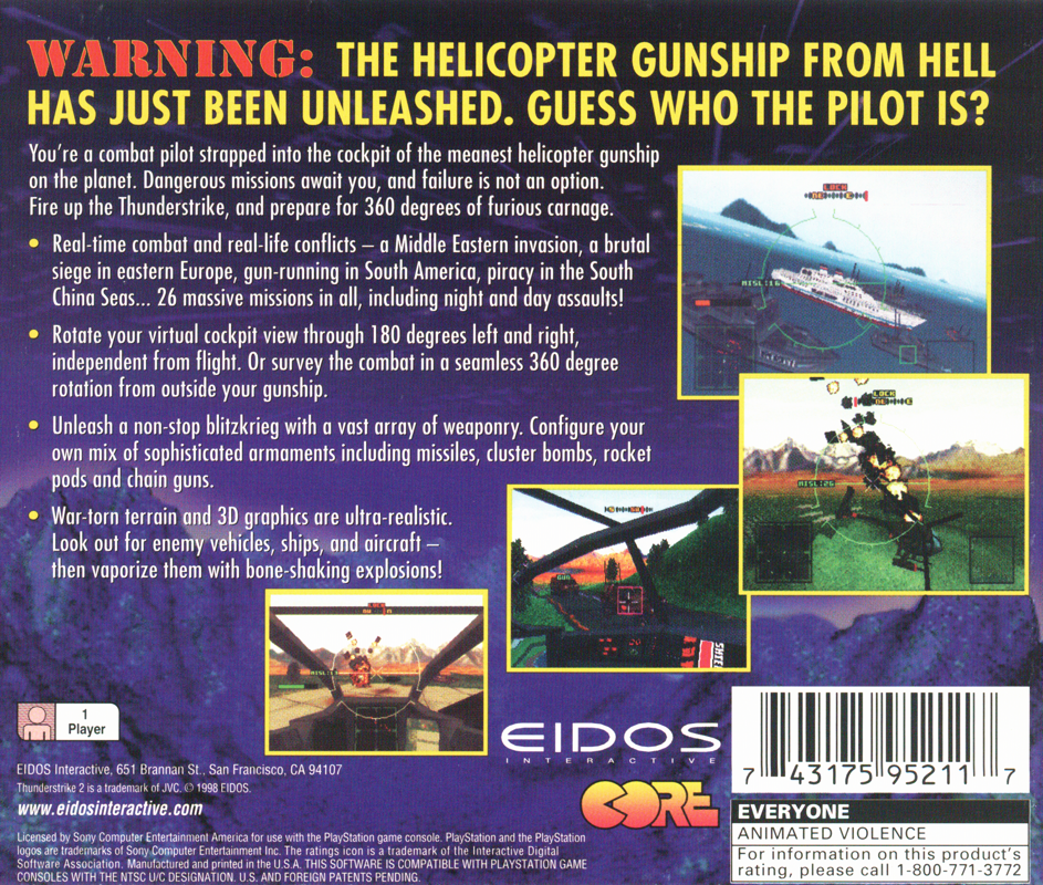 Back Cover for Thunderstrike 2 (PlayStation)