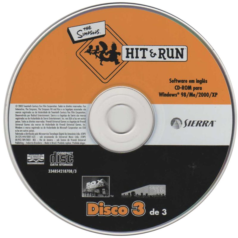 Media for The Simpsons: Hit & Run (Windows) (BestSeller Series release): Disc 3/3