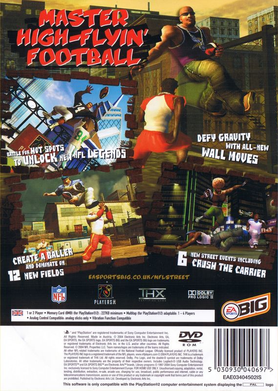 Back Cover for NFL Street 2 (PlayStation 2)