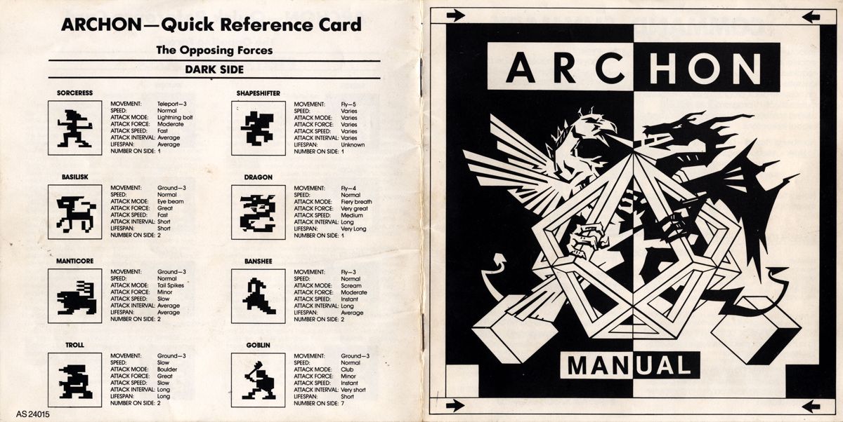 Manual for Archon: The Light and the Dark (ZX Spectrum)
