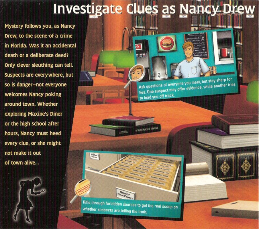 Inside Cover for Nancy Drew: Secrets Can Kill (Windows): Left Flap