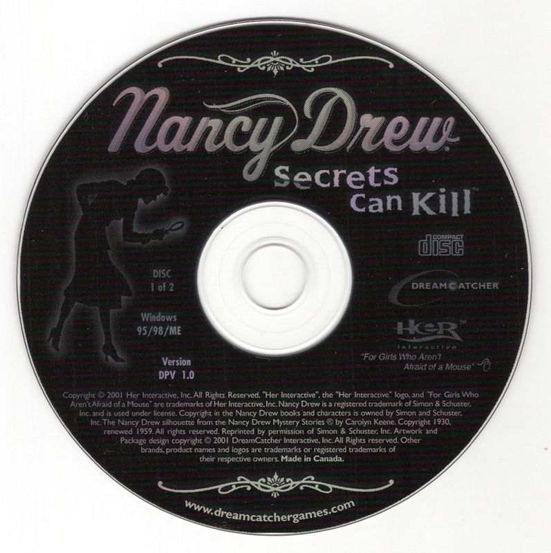 Media for Nancy Drew: Secrets Can Kill (Windows): CD 1/2