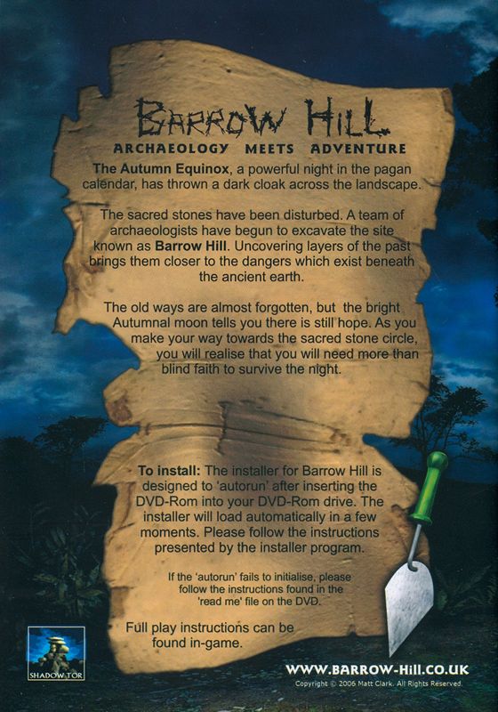 Back Cover for Barrow Hill: Curse of the Ancient Circle (Limited Edition) (Windows)