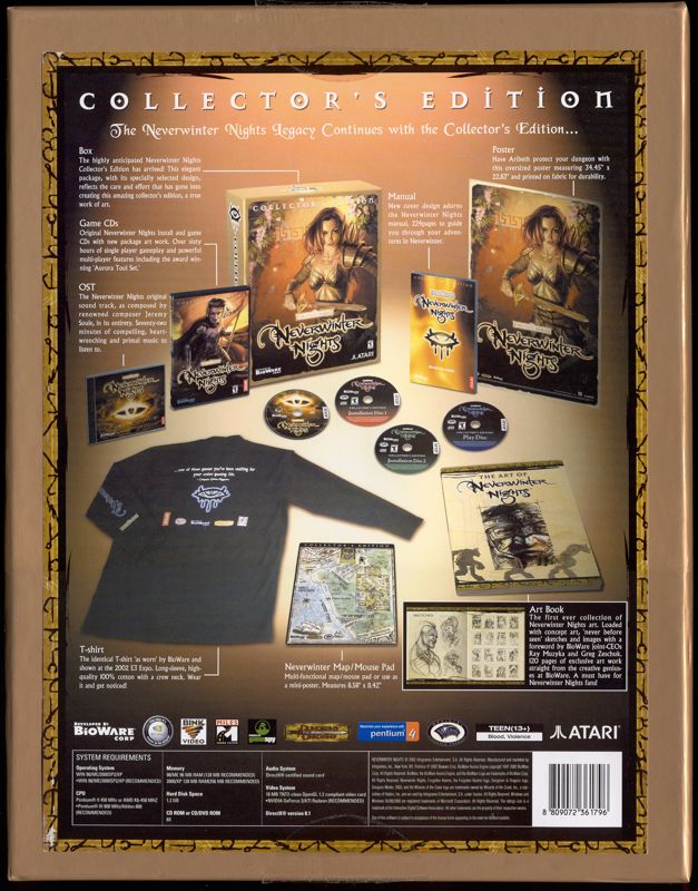 Back Cover for Neverwinter Nights (Collector's Edition) (Windows)