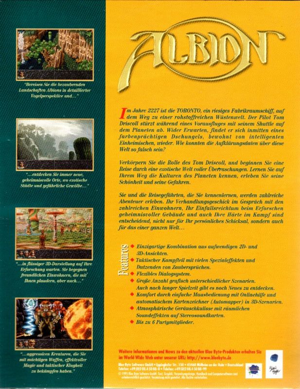 Back Cover for Albion (DOS) (Re-release)