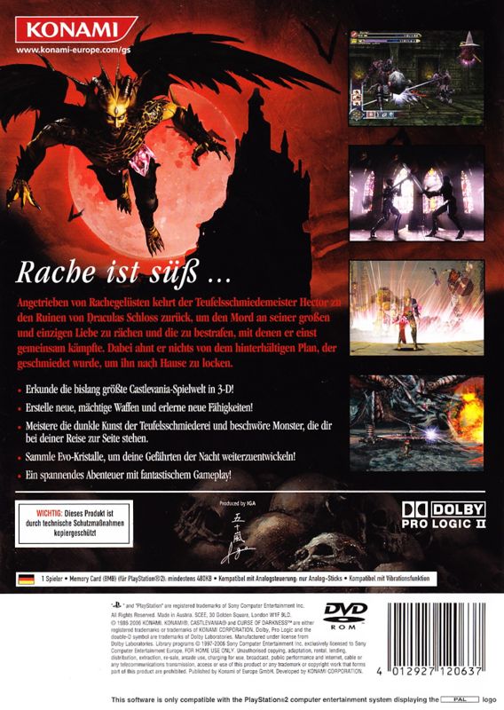 Back Cover for Castlevania: Curse of Darkness (PlayStation 2)