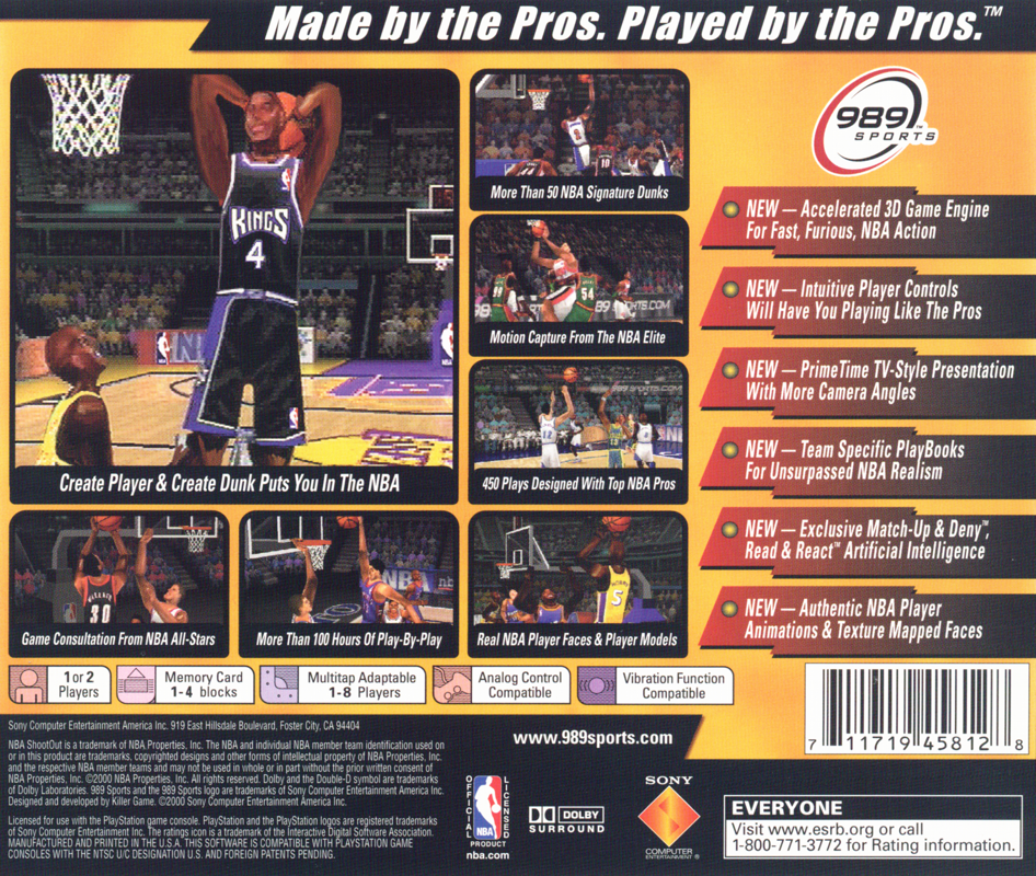Back Cover for NBA ShootOut 2001 (PlayStation)