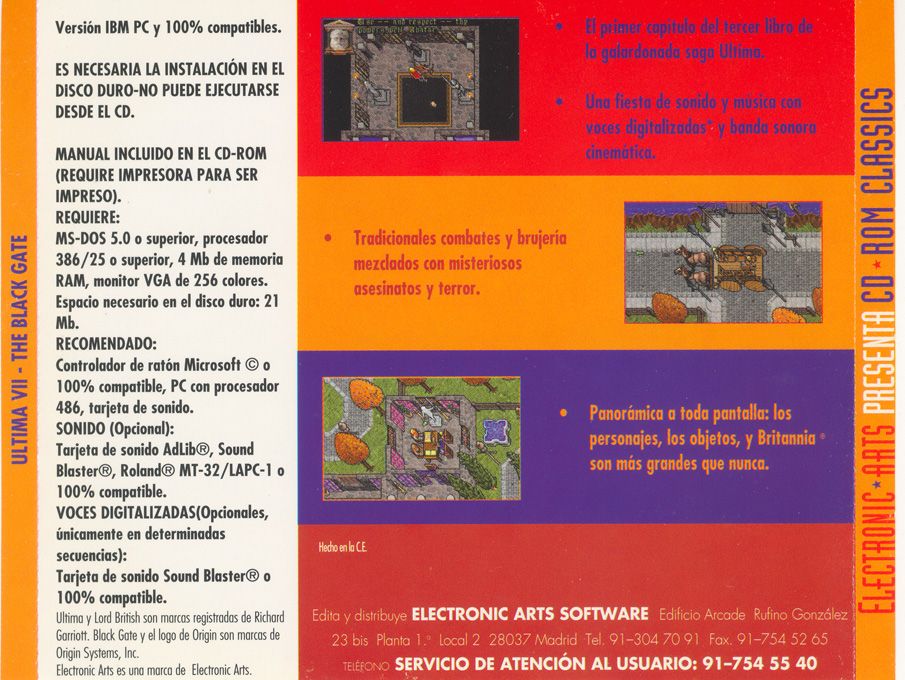 Back Cover for Ultima VII: The Black Gate (DOS) (CD ROM Classics)