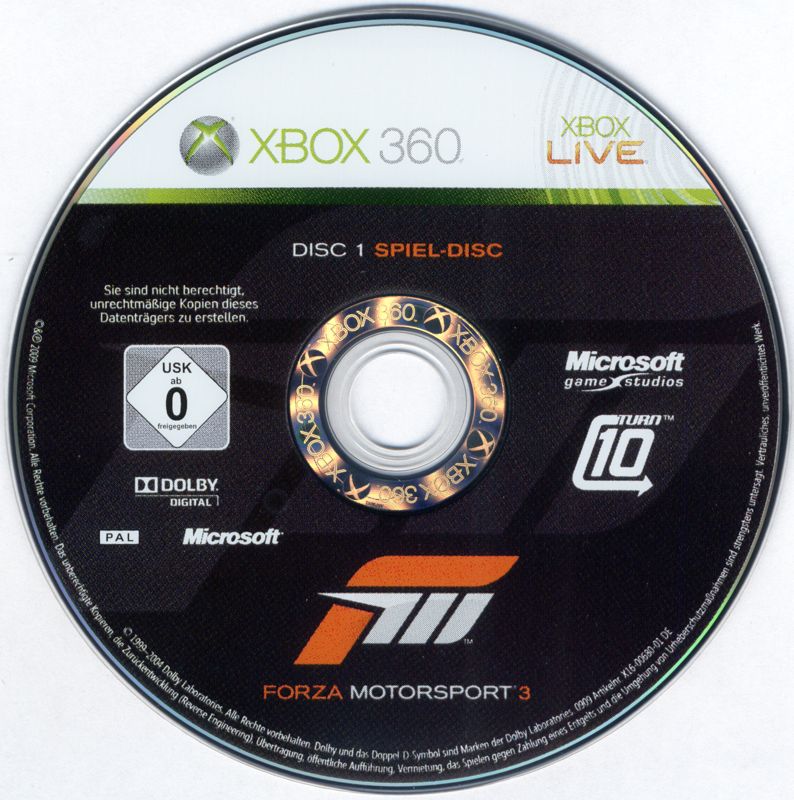 Media for Forza Motorsport 3 (Limited Collector's Edition) (Xbox 360): Game disc