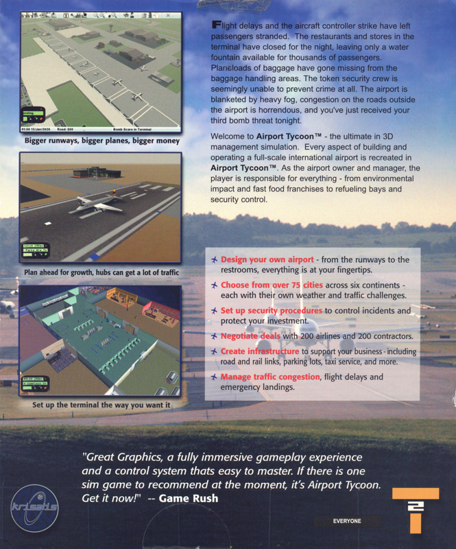 Back Cover for Airport Tycoon (Windows) (Take-Two release)