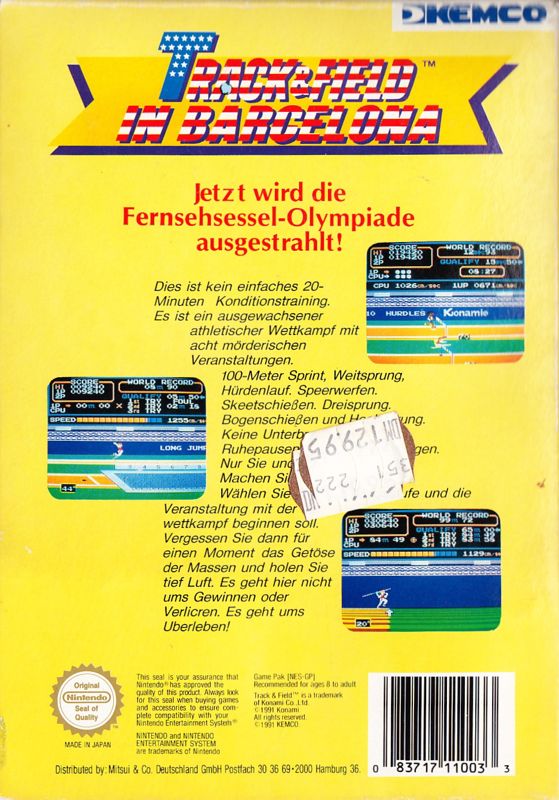 Back Cover for Track & Field (NES)