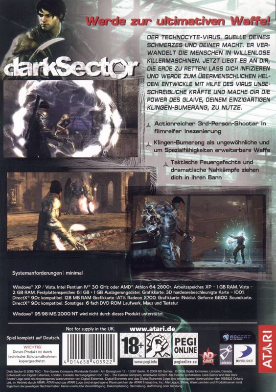 Back Cover for Dark Sector (Windows)
