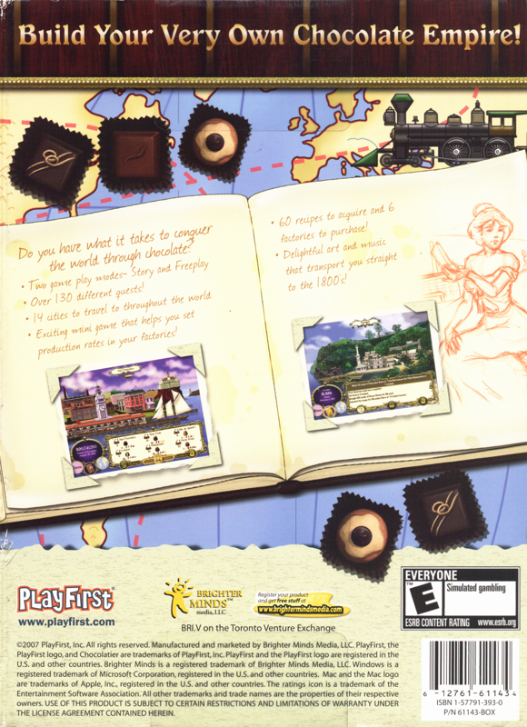Back Cover for Chocolatier (Macintosh and Windows)