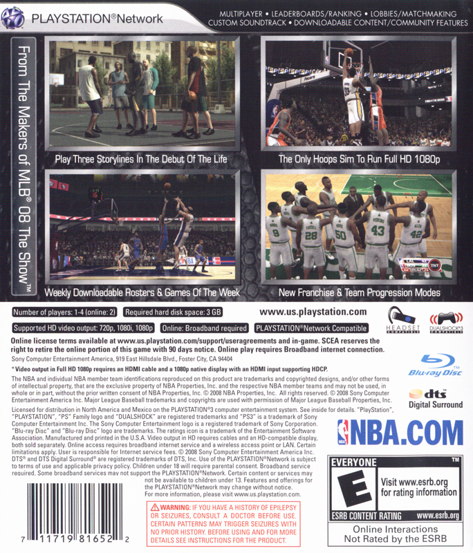 Back Cover for NBA 09: The Inside (PlayStation 3)