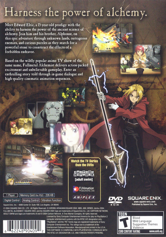 Back Cover for Fullmetal Alchemist and the Broken Angel (PlayStation 2)