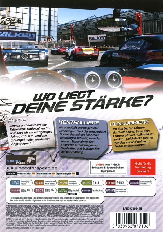 Back Cover for Need for Speed: Shift (Windows)