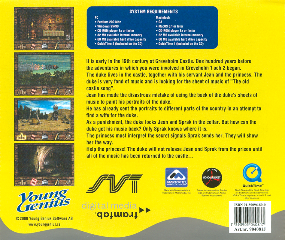 Back Cover for The Mystery at Greveholm 3: The Old Legend (Macintosh and Windows)
