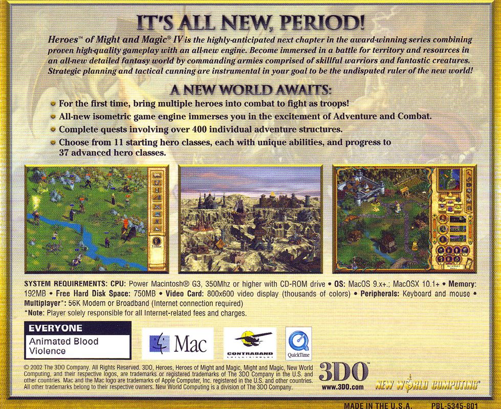 Other for Heroes of Might and Magic IV (Macintosh): Jewel Case - Back